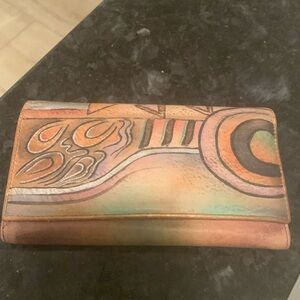 ANUSCHKA Hand Painted Leather Wallet
